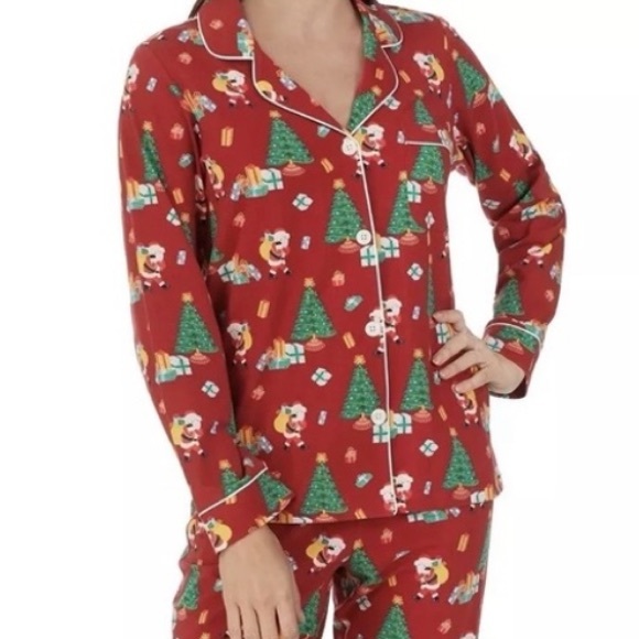 NWT Bedhead Pajamas Button Shirt Secret Santa Christmas XL Red Organic Cotton - Picture 1 of 7